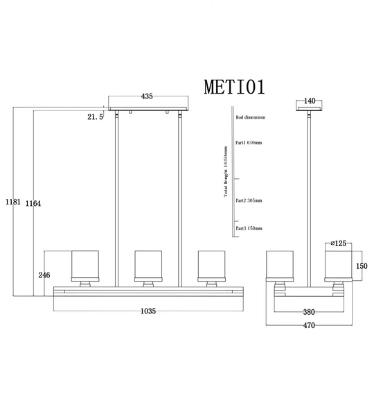 MET Wood Frame Pendant Light METI01