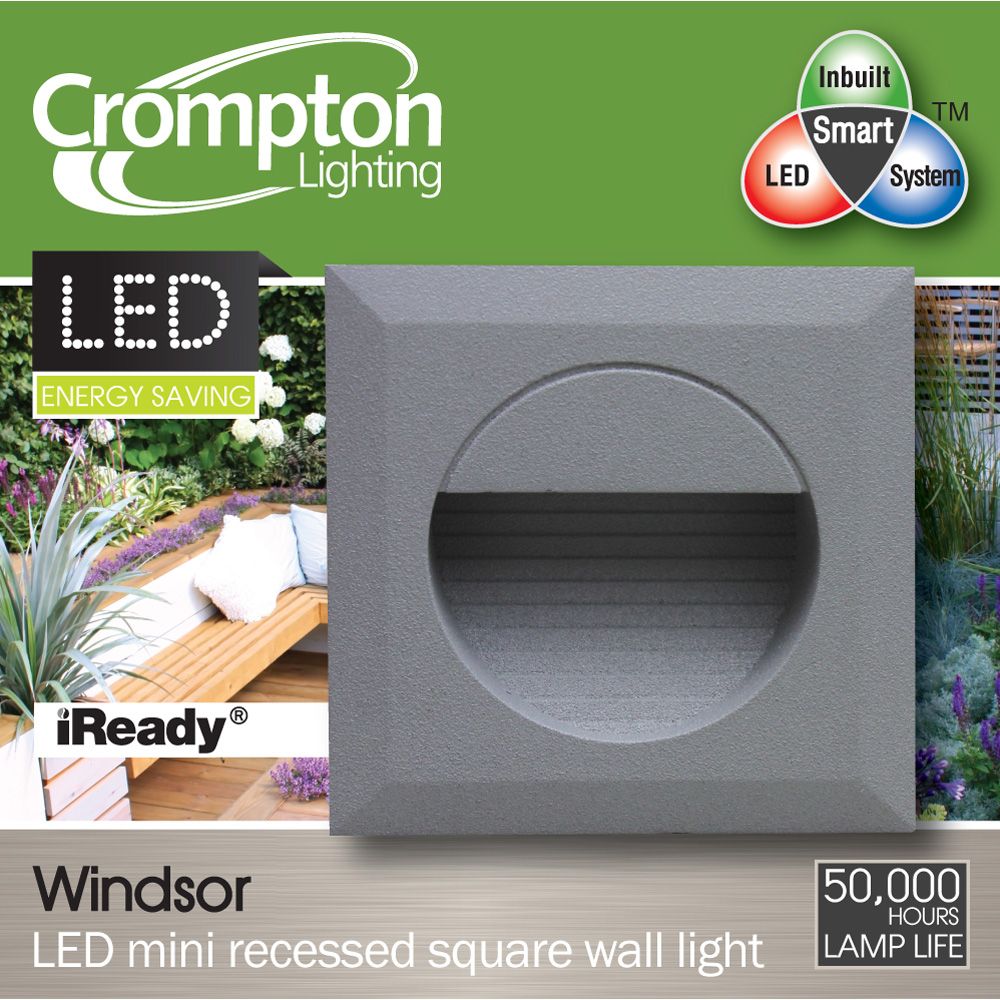 WINDSOR EX4182 MINI LED SQUARE EXTERIOR WALL LIGHT Matt Grey