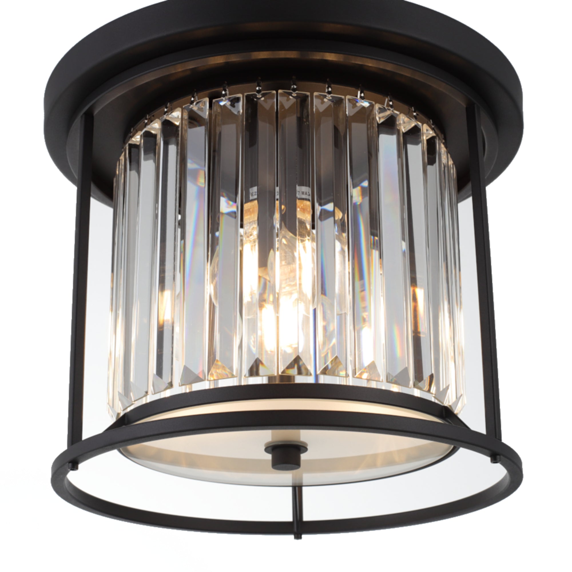 Cougar Amelia Modern Luxe Black Flush Mount Ceiling Light with Clear Crystal Prism