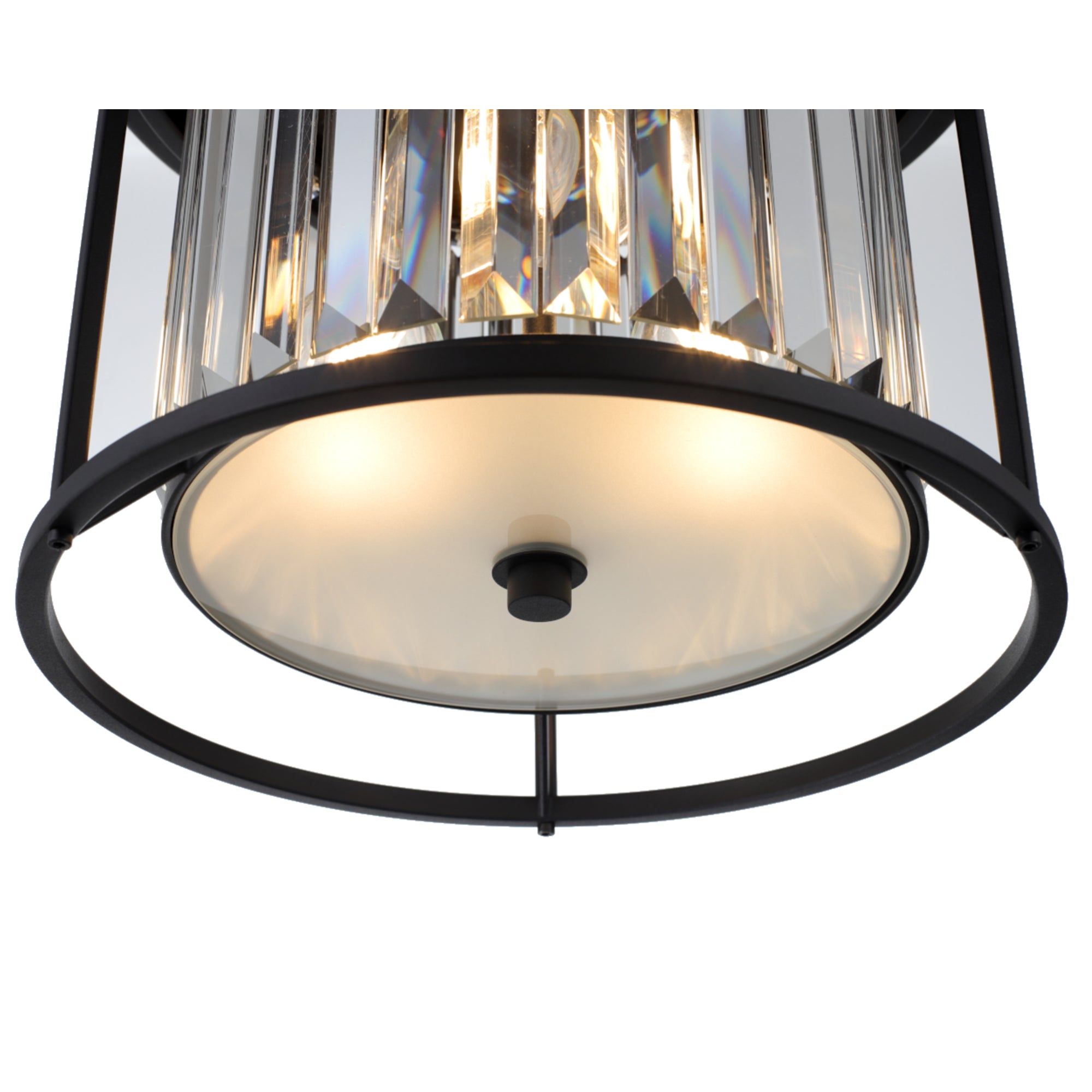 Cougar Amelia Modern Luxe Black Flush Mount Ceiling Light with Clear Crystal Prism