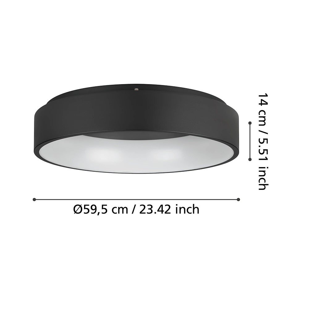Marghera 2 Black 34W Dimmable LED Oyster Light Warm White 390051