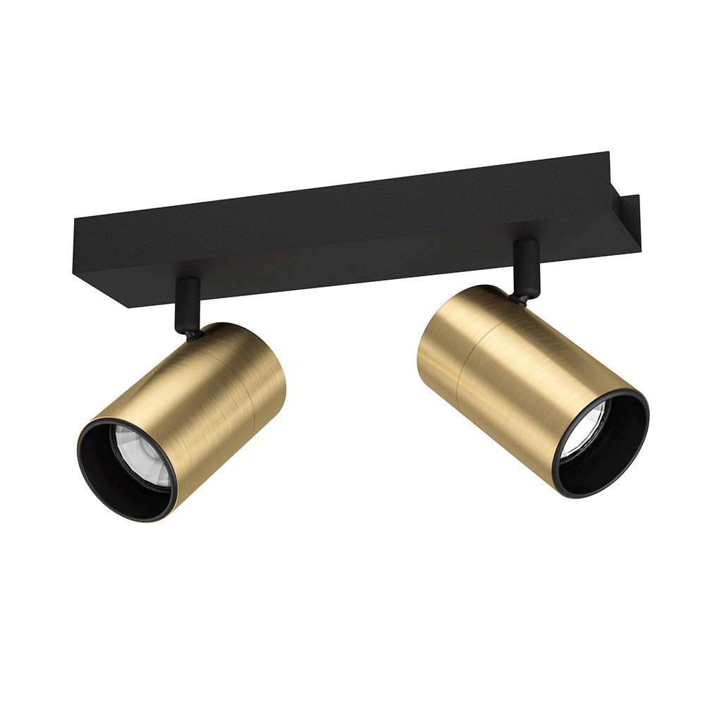 CUMARIBO SPOT 2X5W GU10 LED 4000K BLACK WITH BRASS MATT FIXTURE  390083N