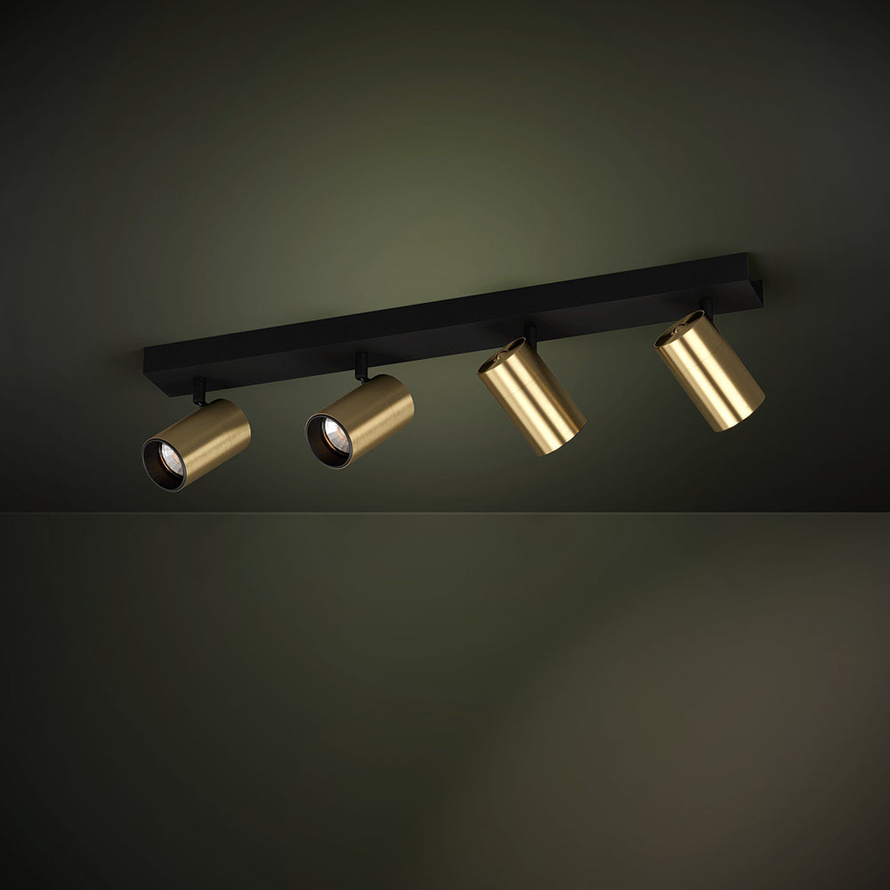 CUMARIBO SPOT 4X5W GU10 LED 4000K BLACK WITH BRASS MATT FIXTURE 390085N