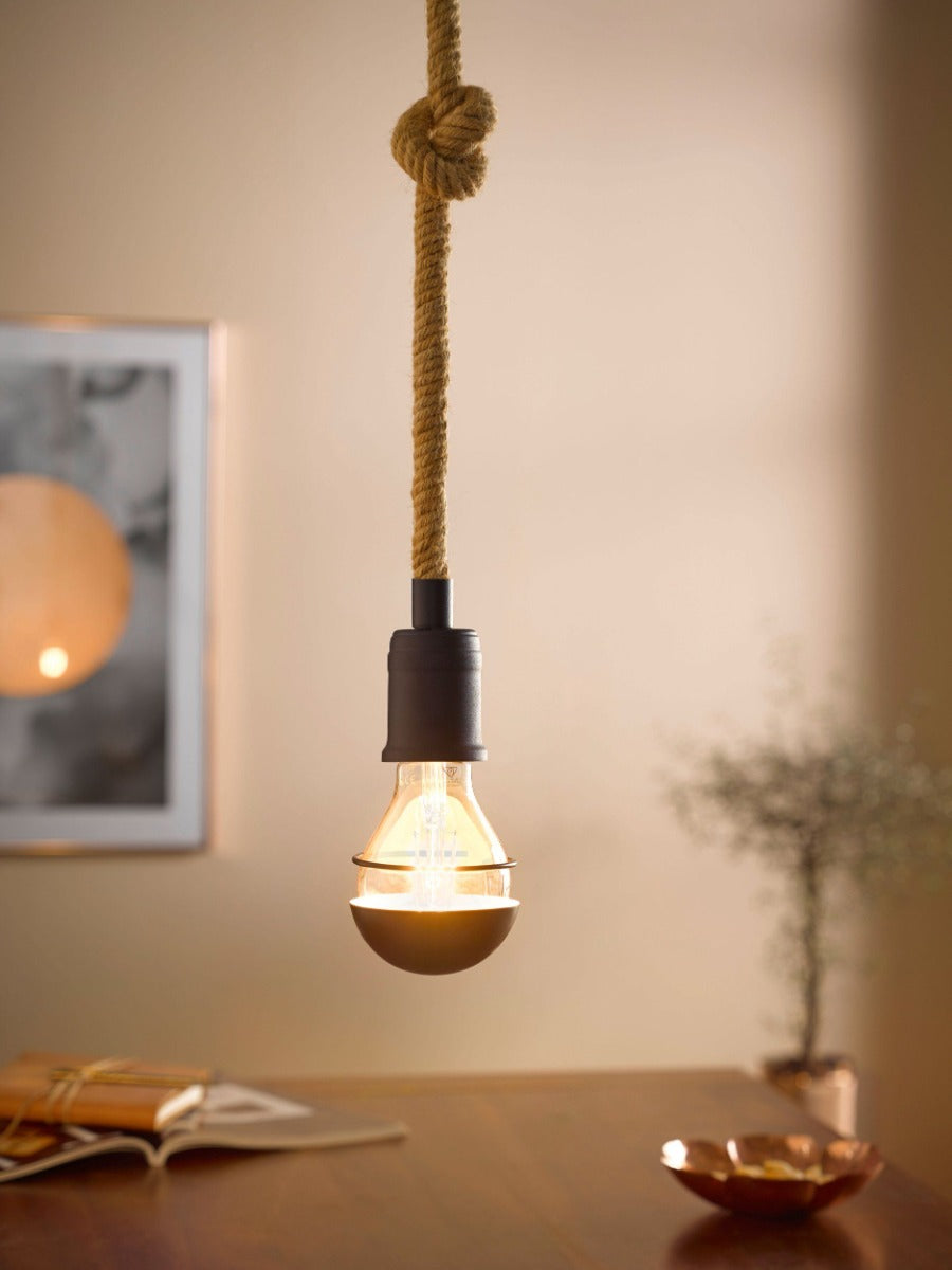 Rampside 1 Light Bar Rope Pendant 28W E27 Black 43256