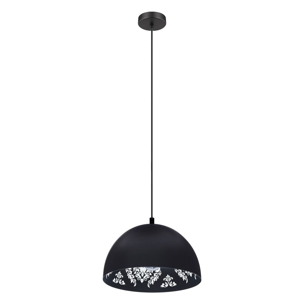 CONGRESBURY PENDANT LIGHT 1X40W E27 BLACK WITH WHITE DECORATION  43472