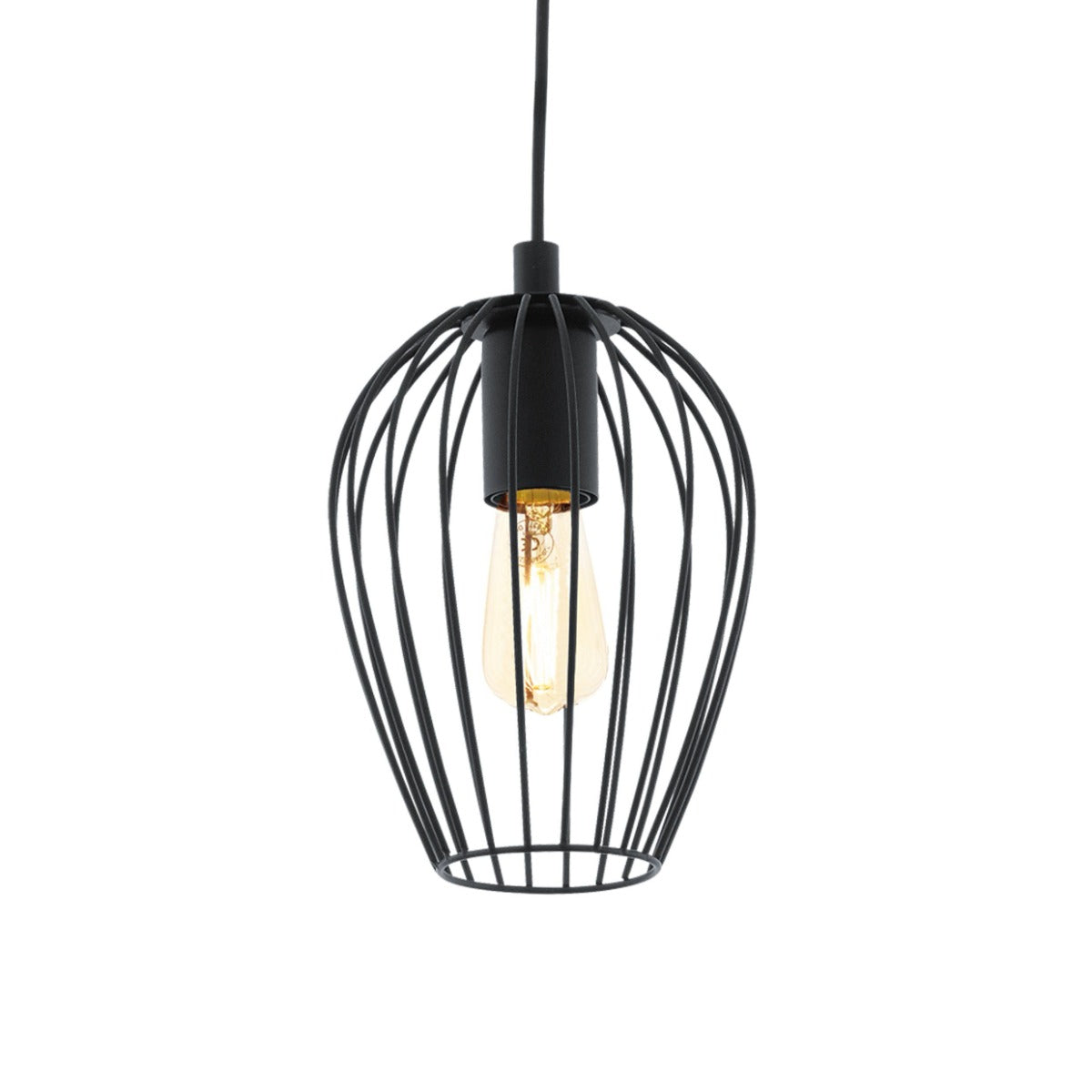 Newtown Small Vintage Wire Cage E27 60w Pendant Black 49477