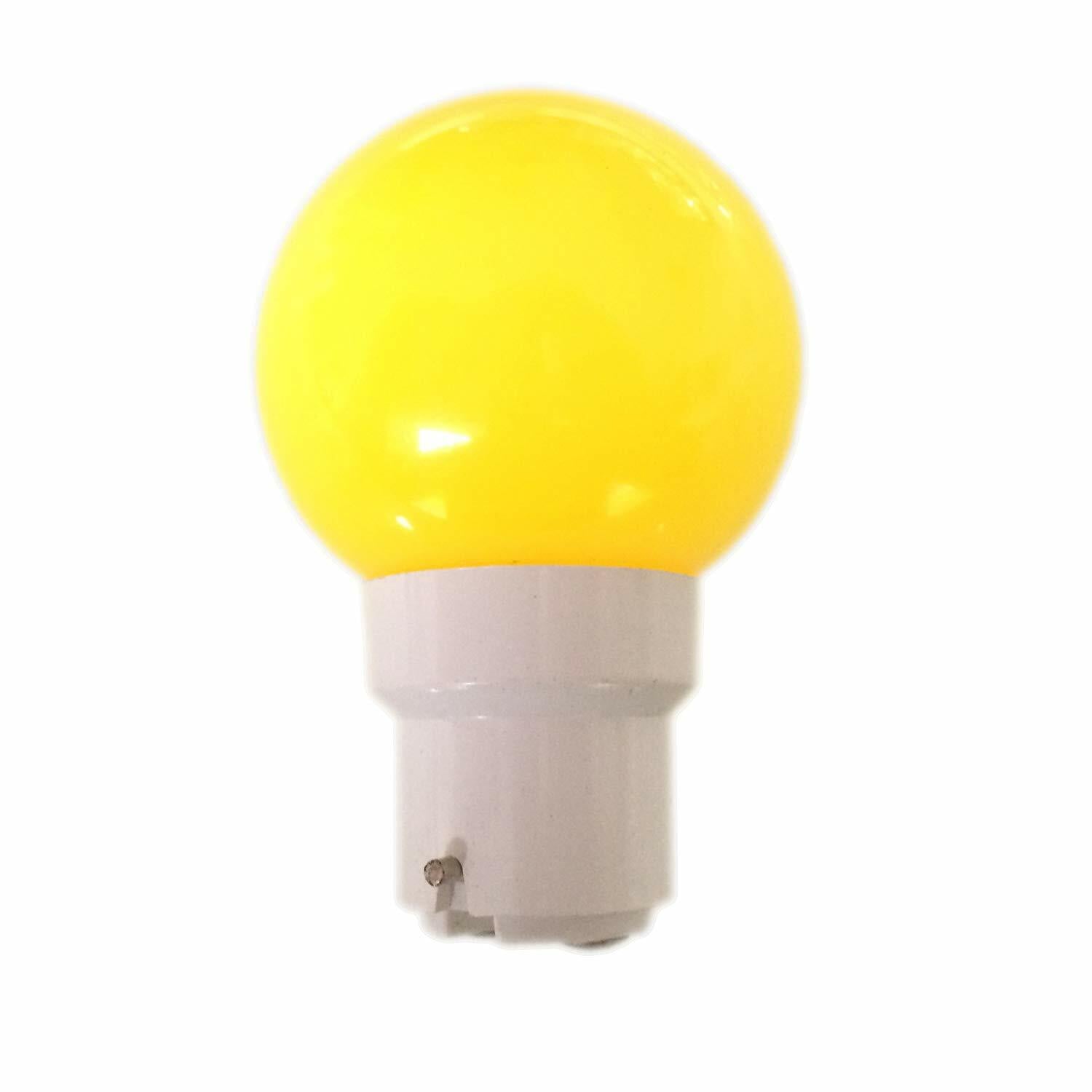 1W YELLOW LED FANCY ROUND G45 COLOURED LAMPS B22
