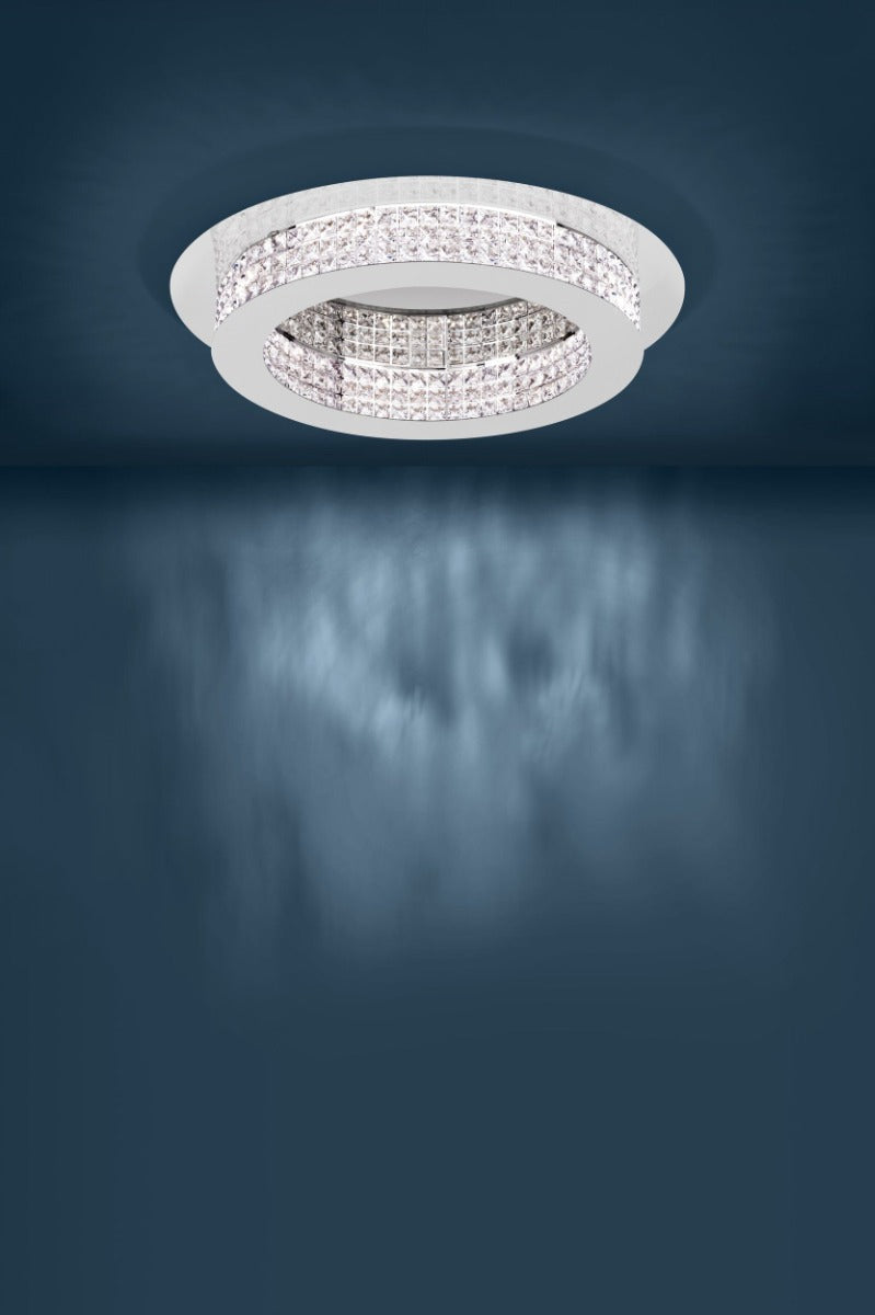 Principe 700MM 44W Dimmable LED Oyster Light Chrome & Crystal / Warm White 39402