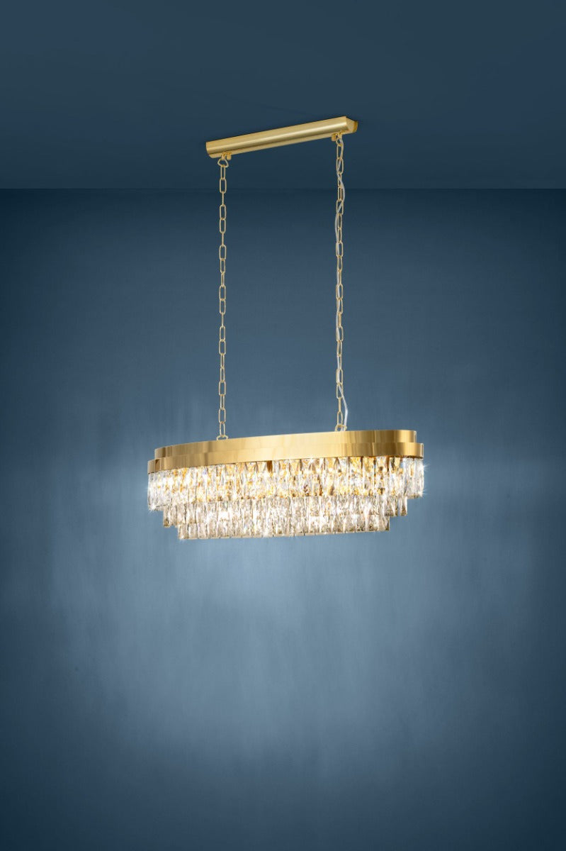 Valparaiso 10 Light Crystal Chandelier Gold E14 40W 39462