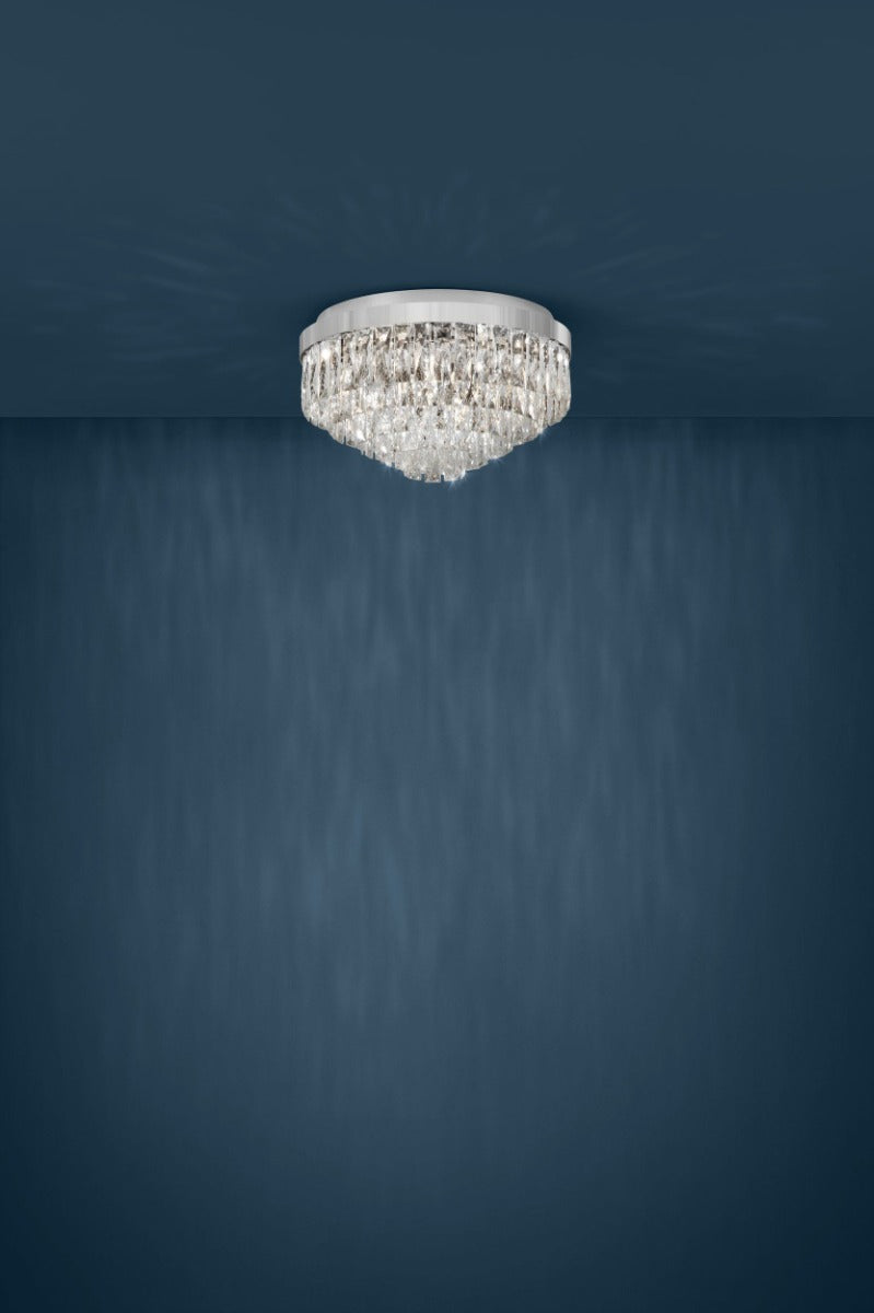 Valparaiso 1 8 Light Crystal 40W E14 Flush Mount Light Chrome 39489