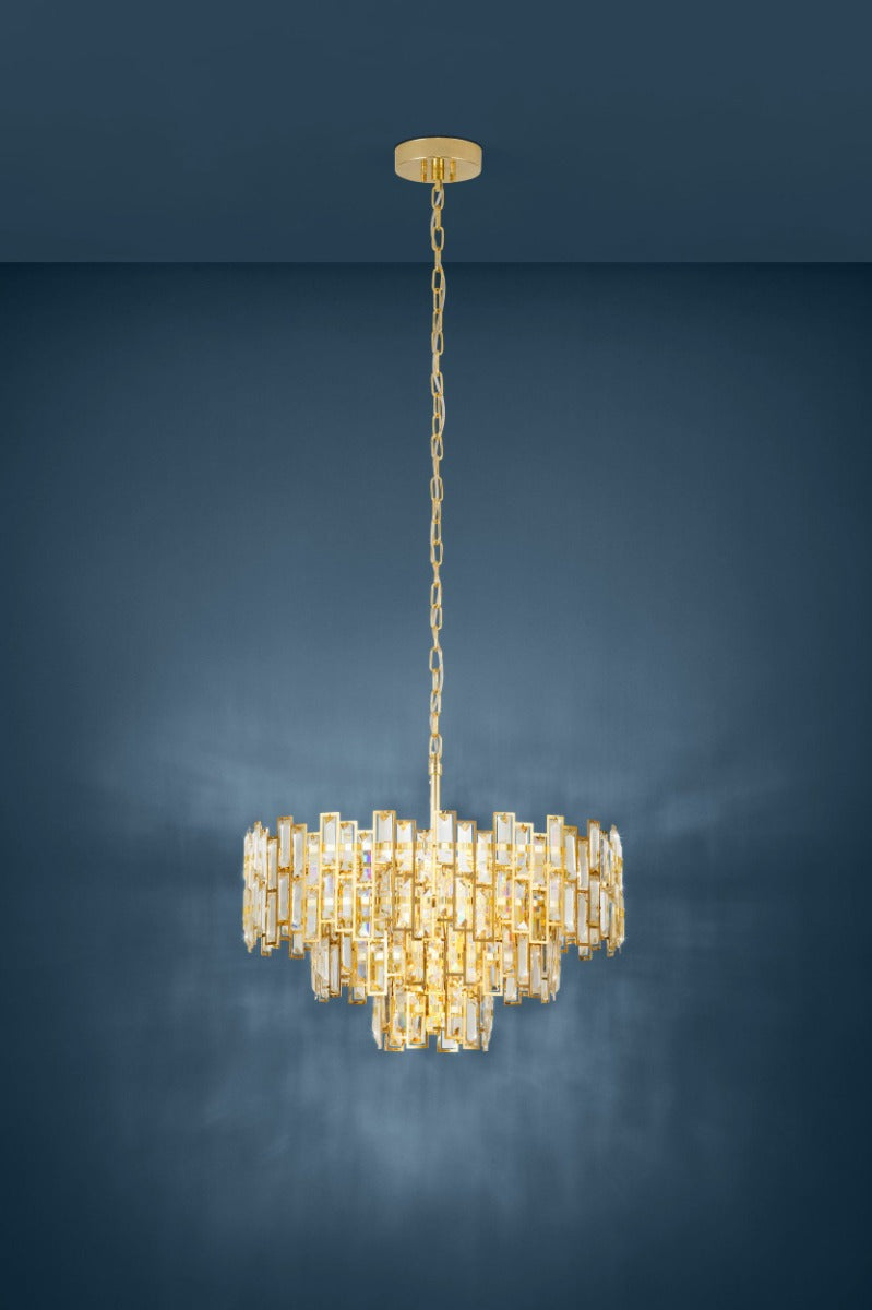 CALMEILLES PENDANT LIGHT 10X25W E14 BRASS WITH CRYSTAL 630MM 39613