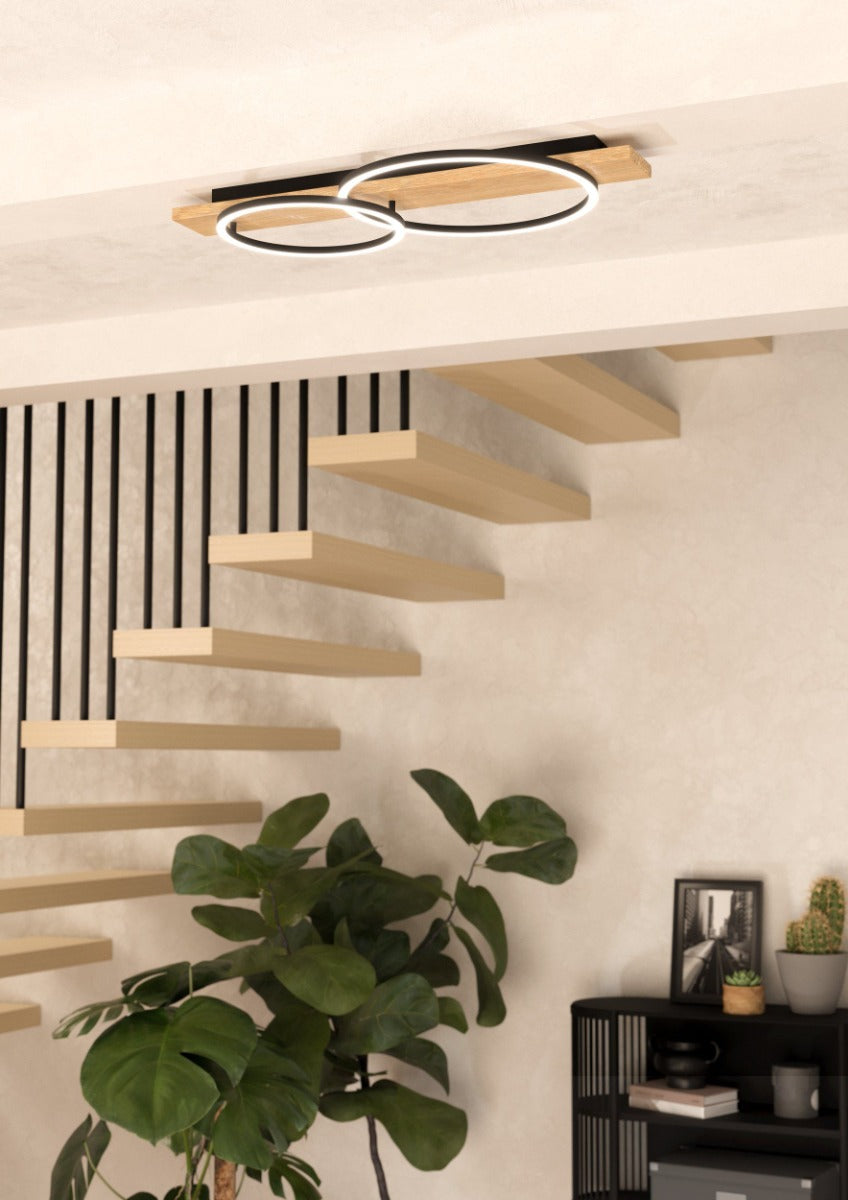 BOYAL CLOSE TO CEILING 24W 3000K BLACK WITH NATURAL WOOD ACCENT  99467