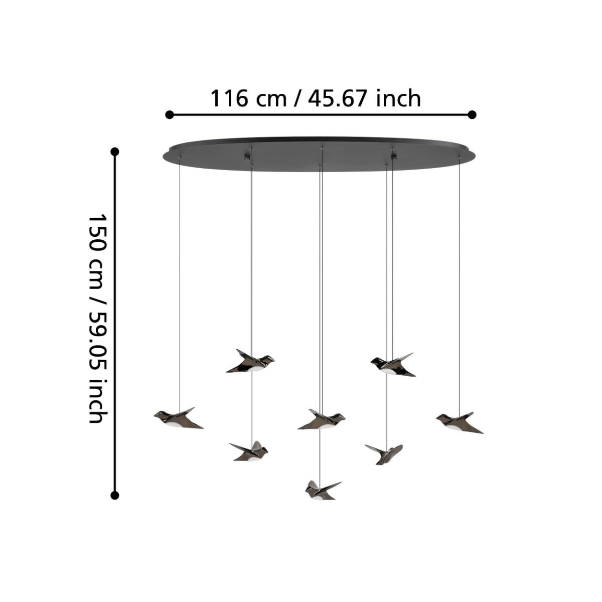 PARATEBUENO PENDANT LIGHT 8X3W LED 3000K NICKEL-NERO OBLONG 390055