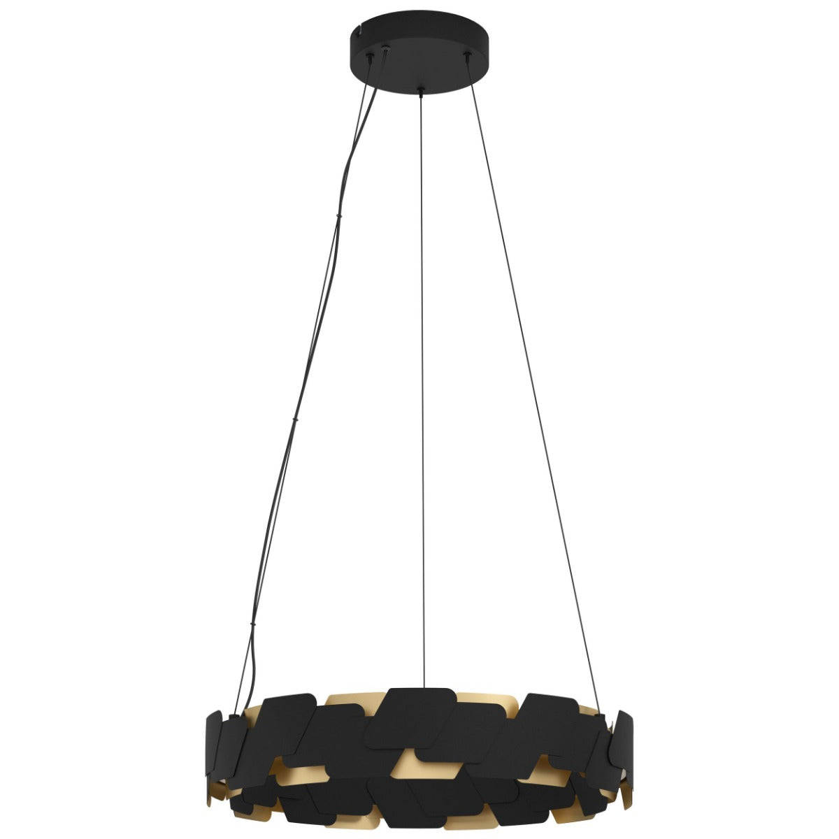 ALTAGRACIA ROUND PENDANT LIGHT 70W LED BLACK WITH GOLD ACCENT 390031