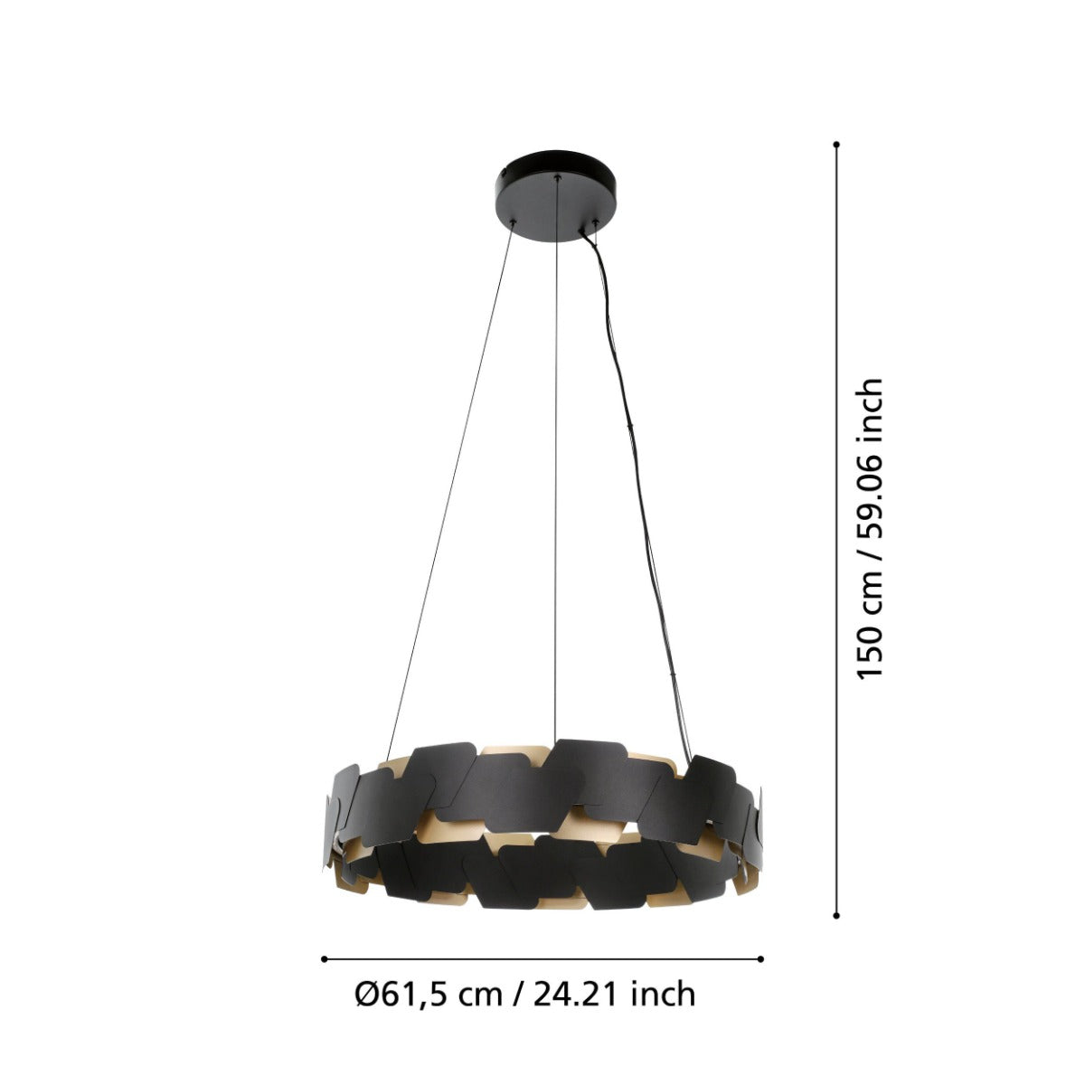 ALTAGRACIA ROUND PENDANT LIGHT 70W LED BLACK WITH GOLD ACCENT 390031