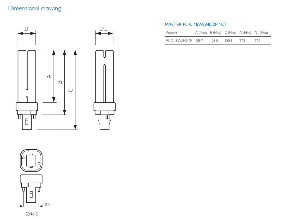 Philips PL-C 2P 18W/840