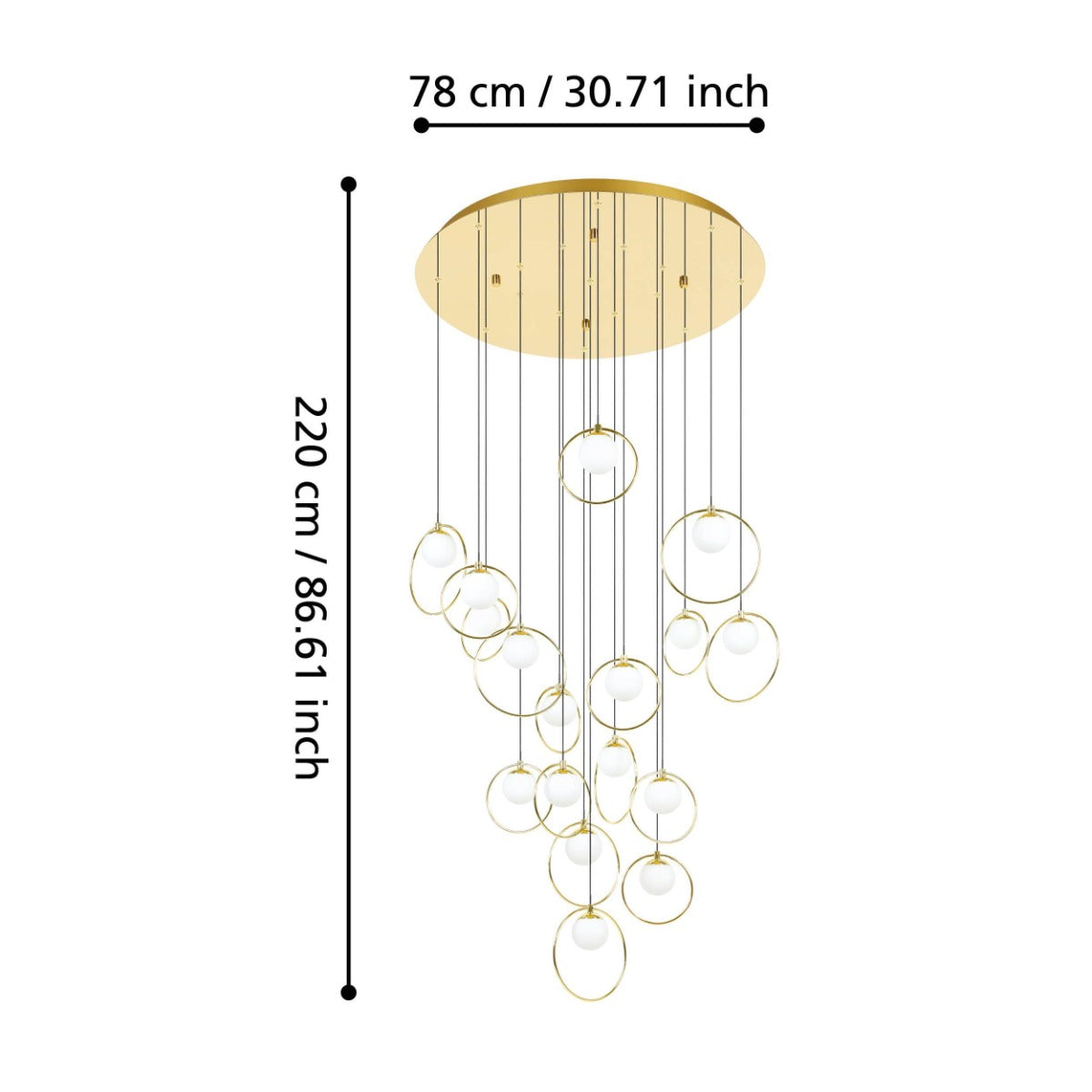 PORTOCOLOM 17X3W LED 3000K BRASS ROUND 390346