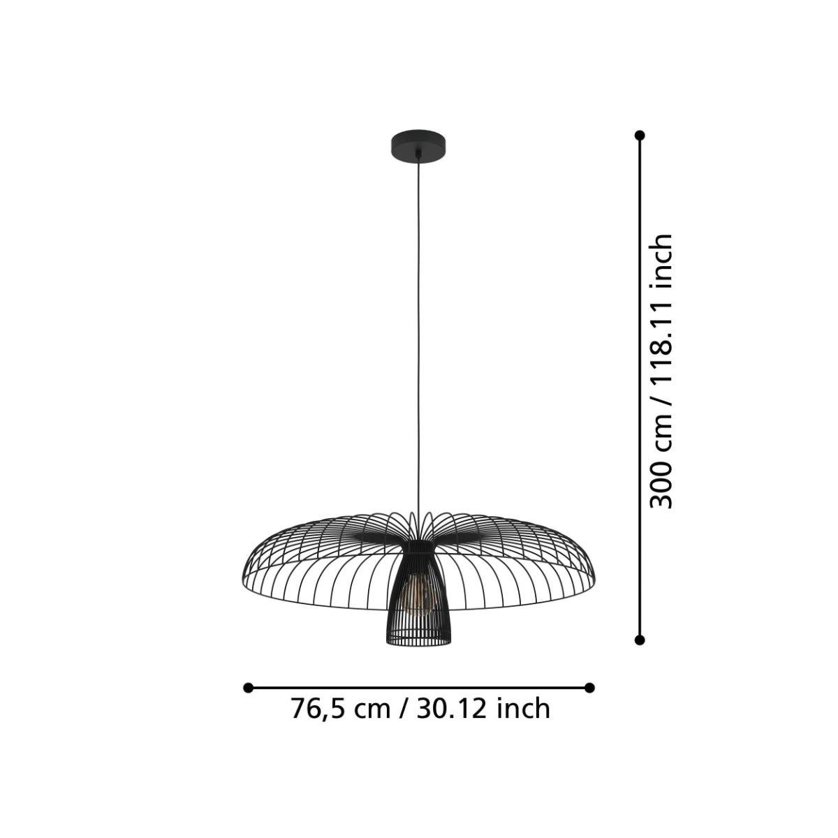 CHAMPERICO PENDANT LIGHT 1X60W E27 BLACK 390216N