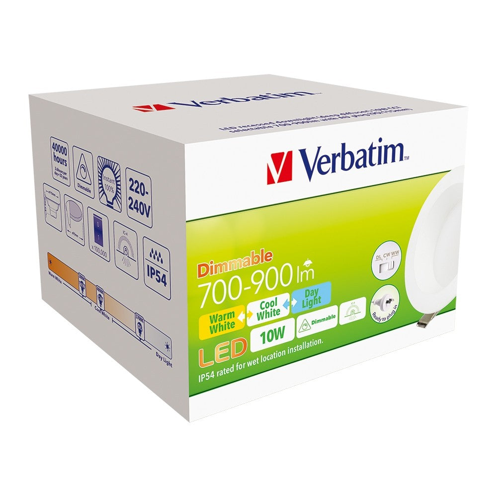 Deep Recessed Integrated LED Downlight CCT 16w (ø190mm) in White Verbatim - 66326
