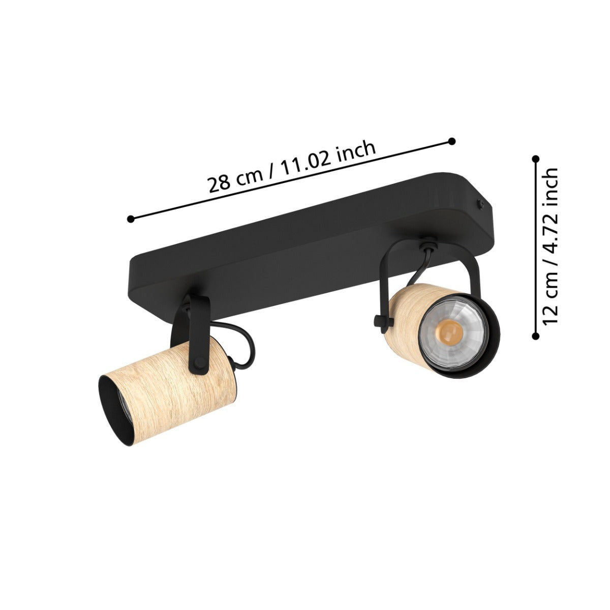 CAYUCA SPOT 2X5W GU10 LED 4000K BLACK WITH WOOD 900437N
