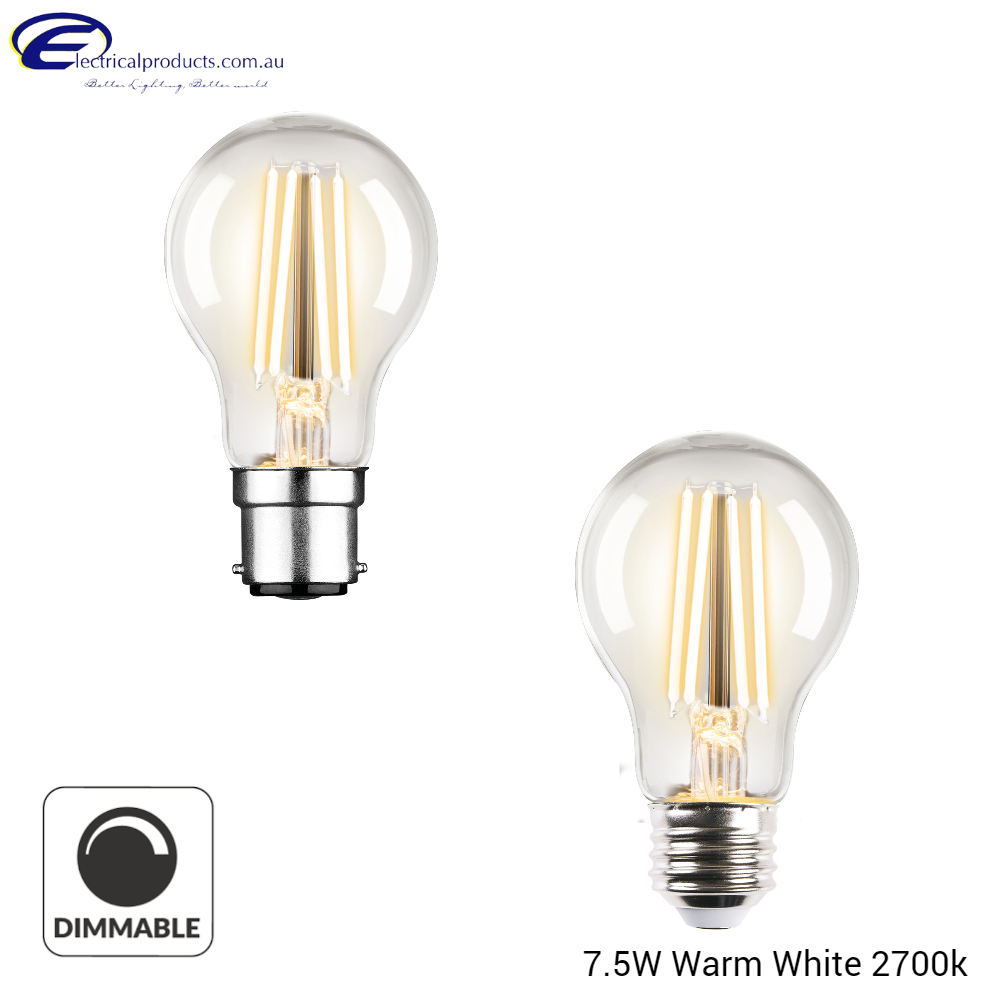 7.5W GLS Dimmable LED Bulb Clear in 2700k Warm White