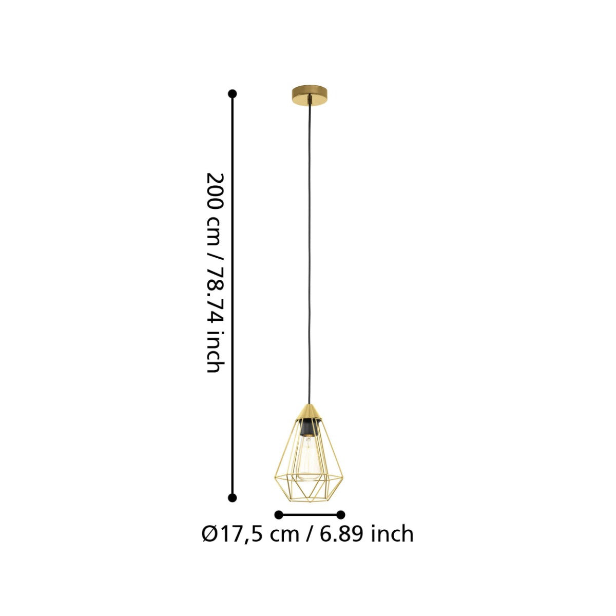 TARBES 1 LIGHT PENDANT 60W E27 BRUSH BRASS SMALL 43681N