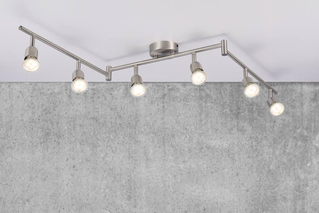 Avenue 6 light Spot Metal Brushed steel - 47490032