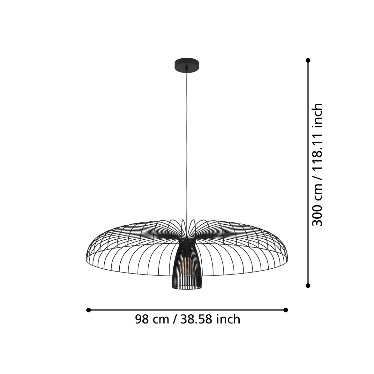 CHAMPERICO PENDANT LIGHT 1X60W E27 BLACK 390217N