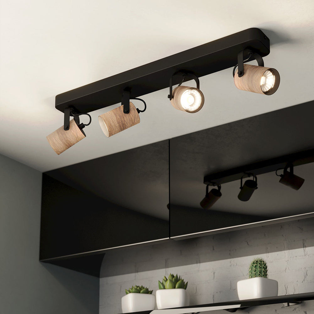 CAYUCA SP 4X5W GU10 LED 4000K BLK/WOOD 900438N