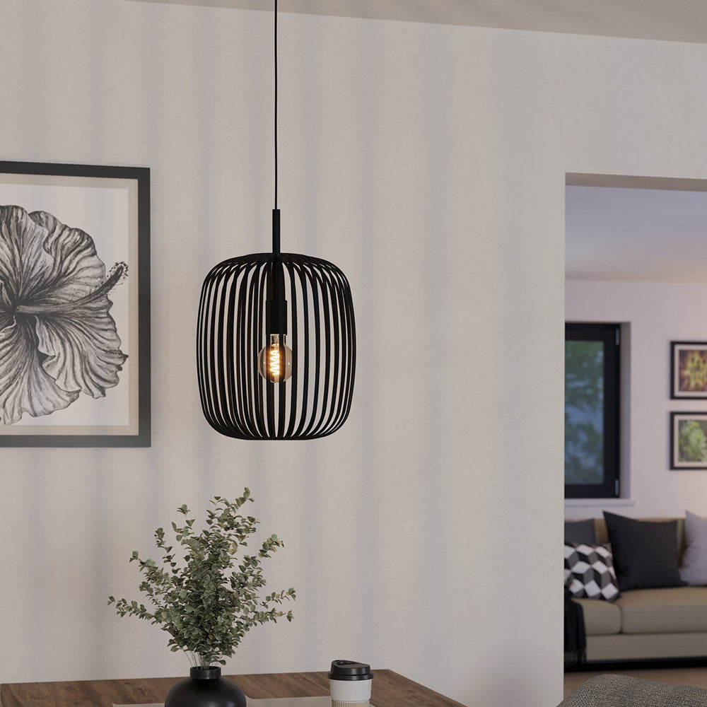 Romazzina 1 Light Pendant 40W E27 Black 900494N