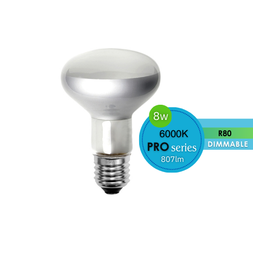 R80 REFLECTOR LED DIFFUSED 8W ES 6000K DIMMABLE LUS20916