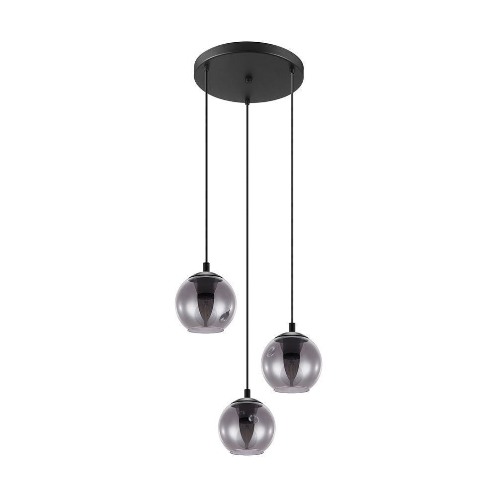 ARISCANI PENDANT LIGHT 3X40W E27 BLACK WITH BLACK TRANSPARENT SHADE 98653