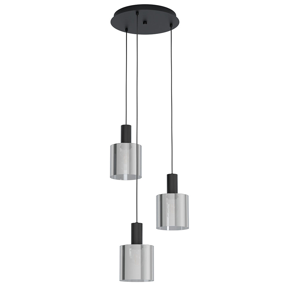 GOROSIBA PENDANT LIGHT 3X40W E27 BLACK TRANSPARENT 98754N
