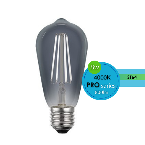 240V 8W ES ST64 LED DIMMABLE 4000K SMOKE GREY LUS20990