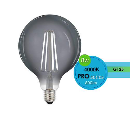 240V G125 8W ES LED 4000K DIMMABLE SMOKE GREY LUS20994