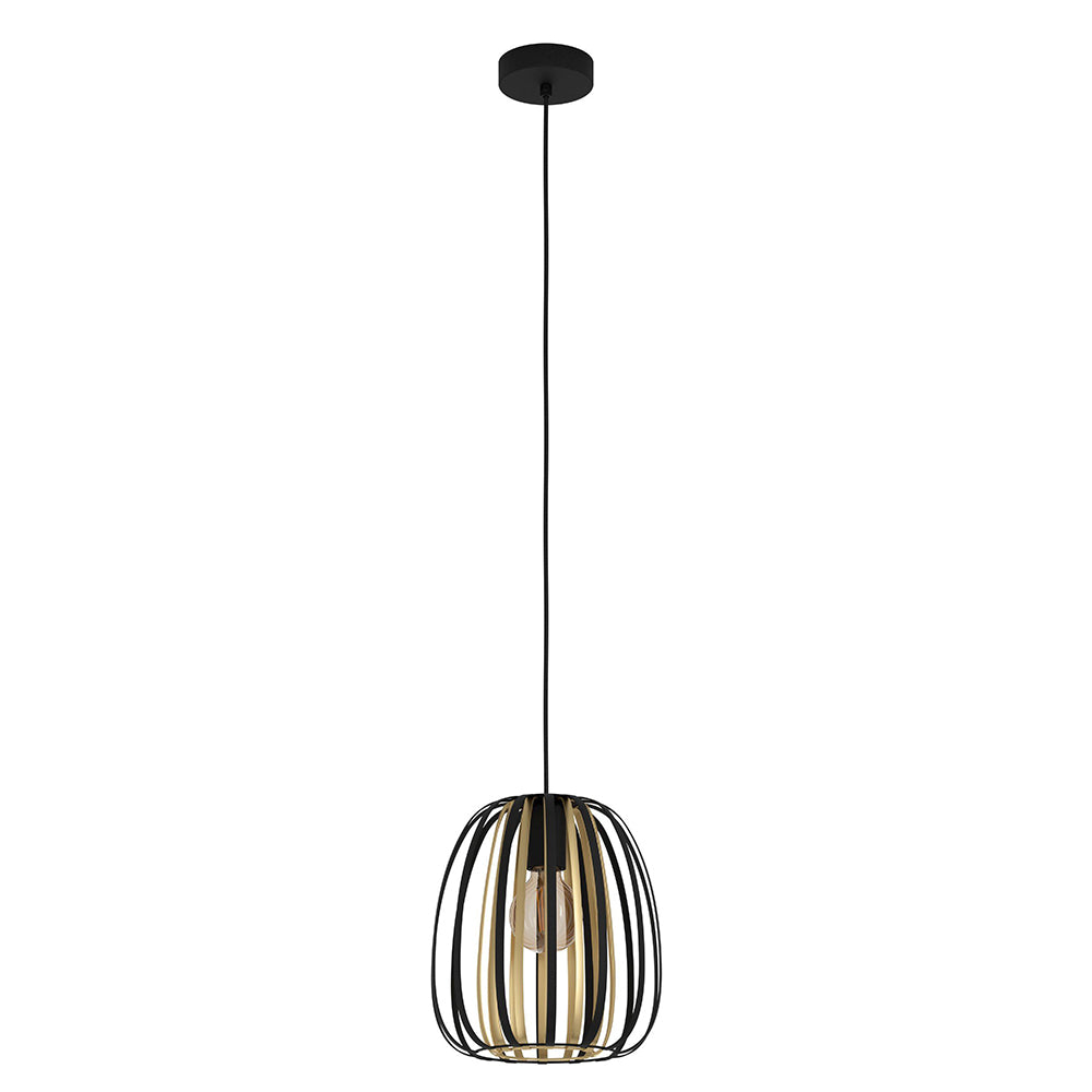 ENCINITOS PENDANT LIGHT 1X40W E27 BLACK WITH GOLD ACCENT SMALL  49761N