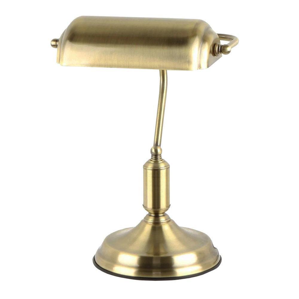 Banca Banker Table Lamp in Matte Black, White & Brass