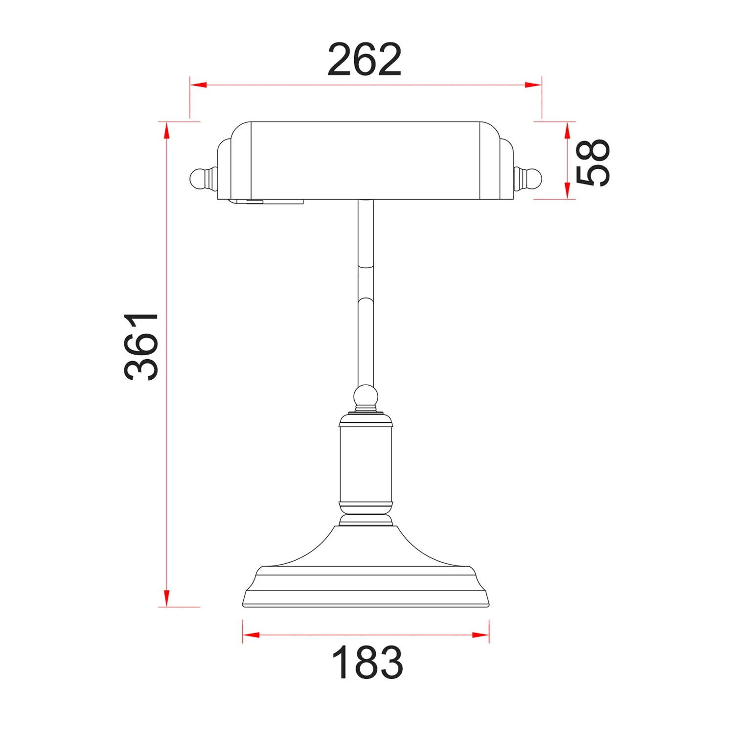 Banca Banker Table Lamp in Matte Black, White & Brass