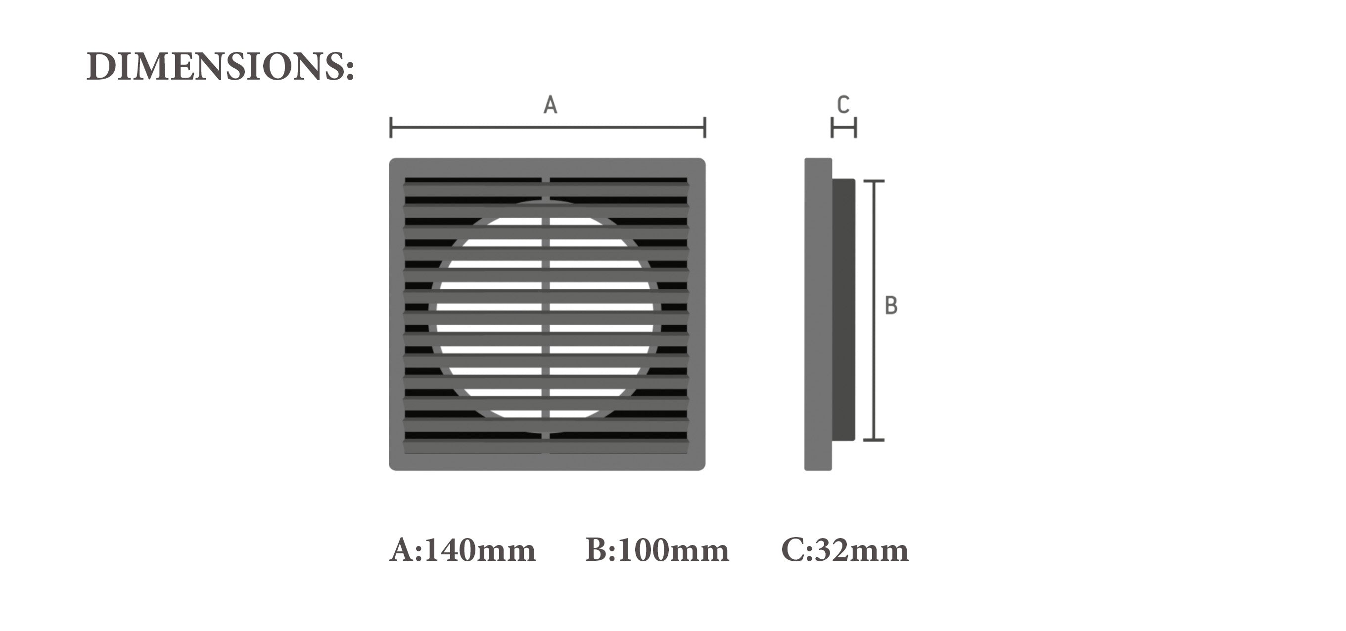 100mm Standard Square Fixed Louvre Grille - White