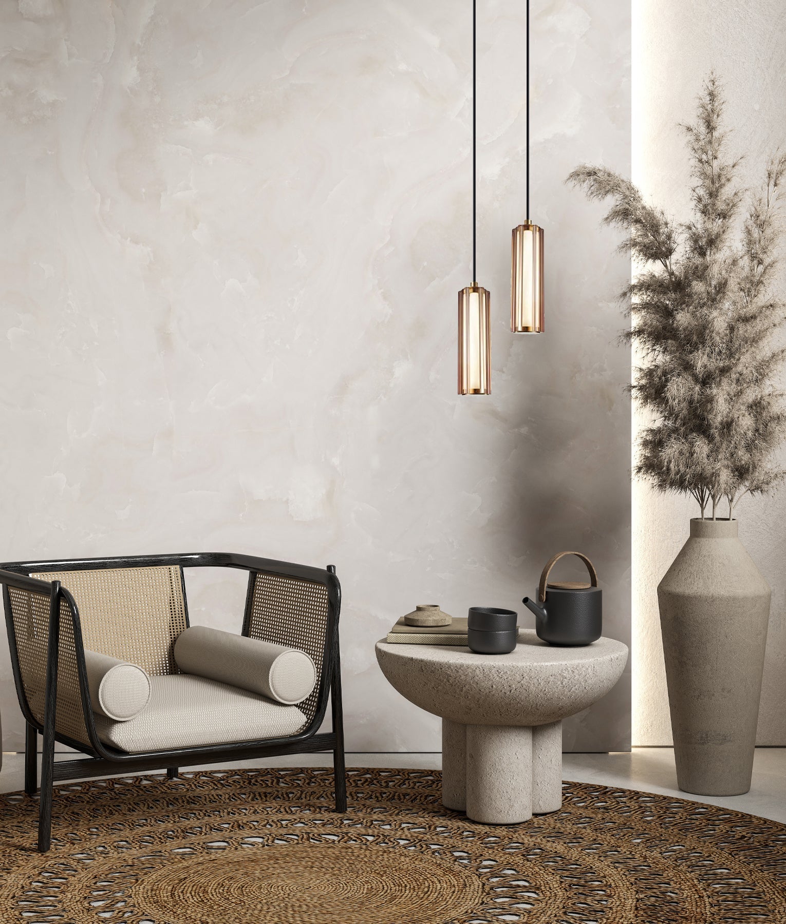 CLA Lighting FRECCIA LED Tri-CCT Glass Curve Cylinder Pendant Light