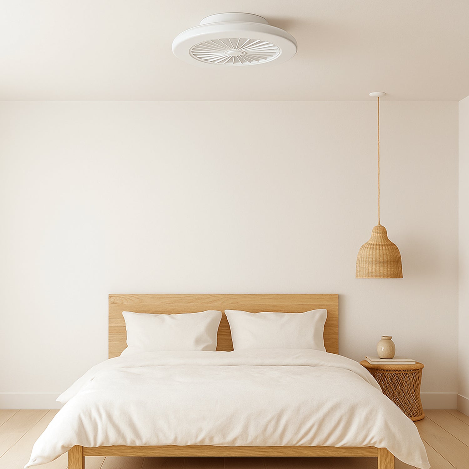 White Low-Profile Surface Mounted DC Ceiling Fan with LED Light