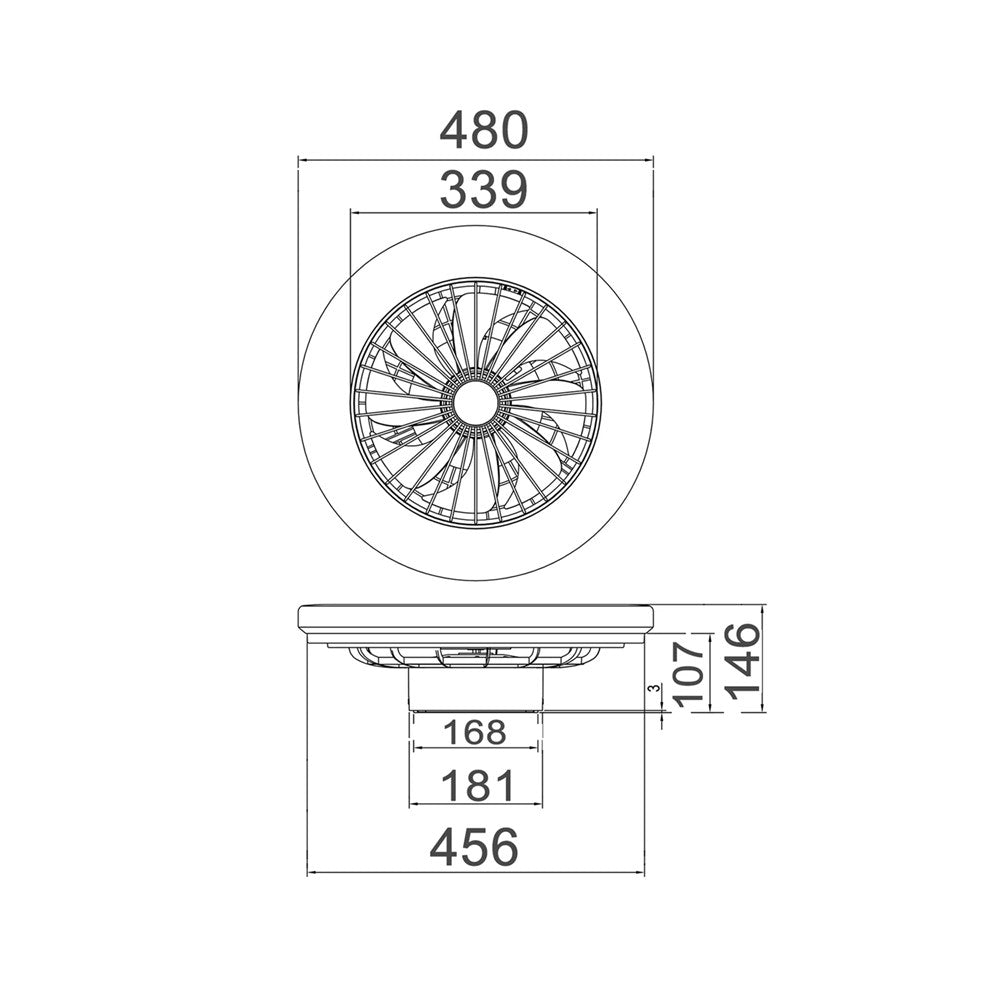 White Low-Profile Surface Mounted DC Ceiling Fan with LED Light