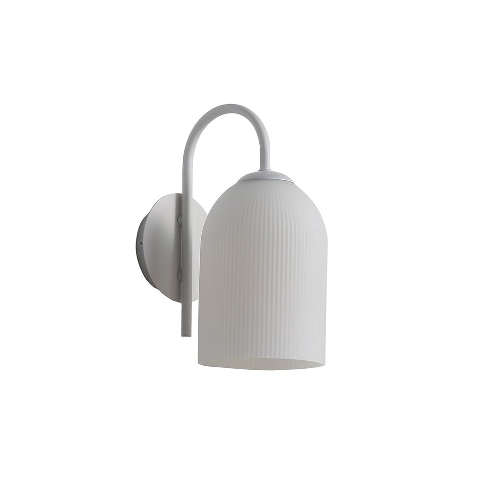 Elegant Arley Opal Matt White Ribbed Glass Wall Sconce Light Fixture