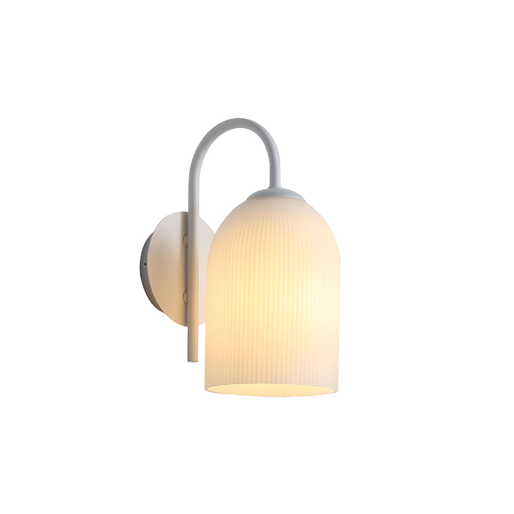 Elegant Arley Opal Matt White Ribbed Glass Wall Sconce Light Fixture