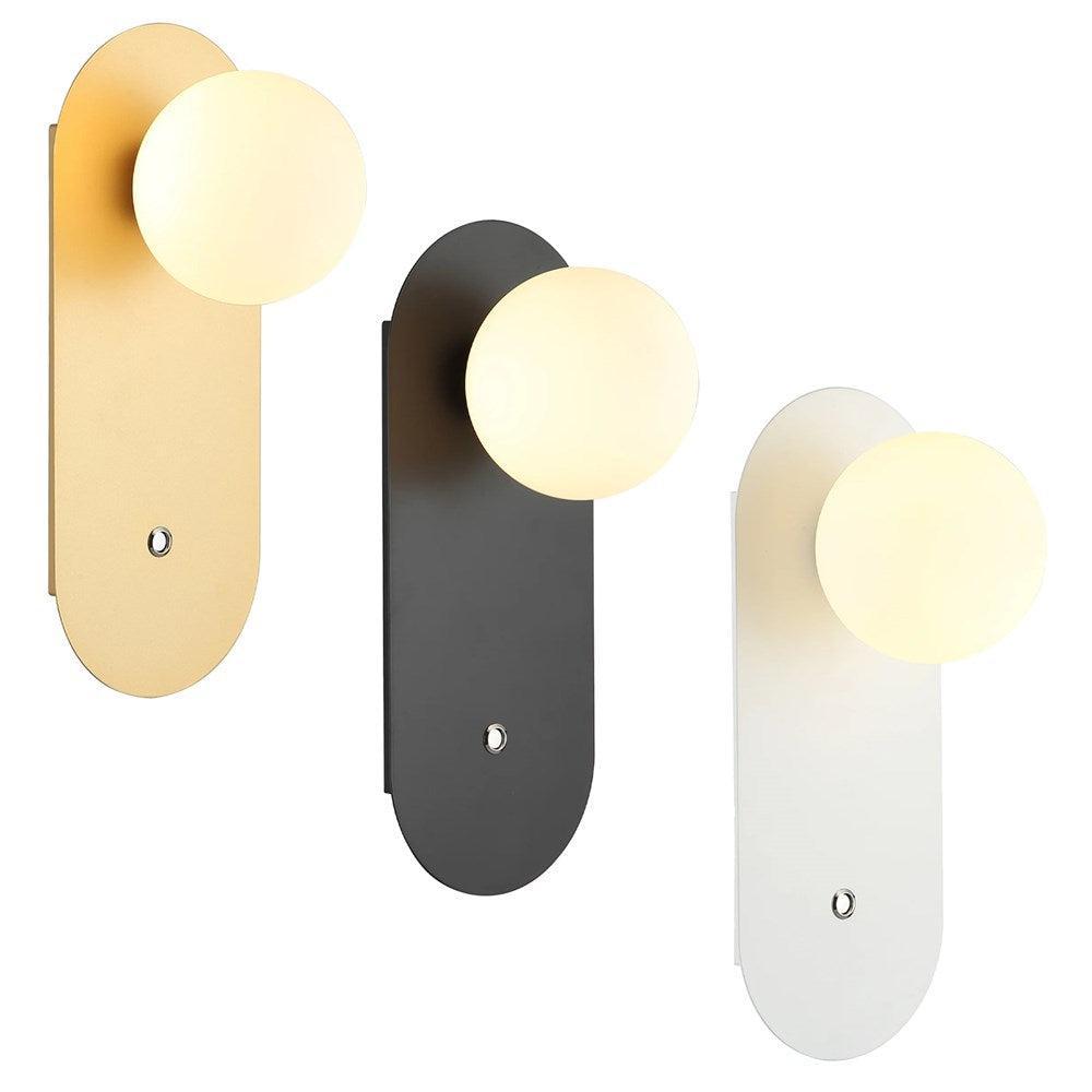 Ovalis Indoor Wall Light with Switch – Gold, Black, White Finish