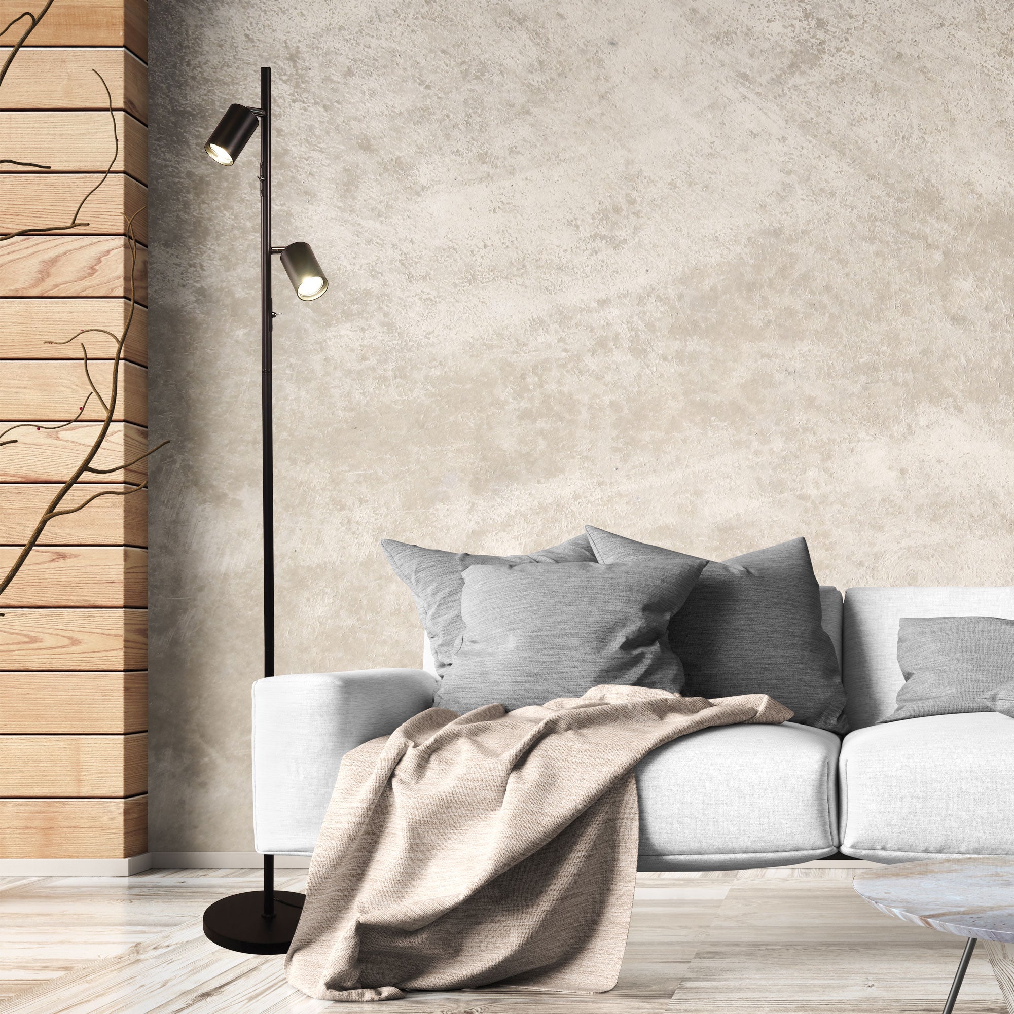 Stylux Lighting Ponte Floor Lamp Adjustable Twin Spotlights Black