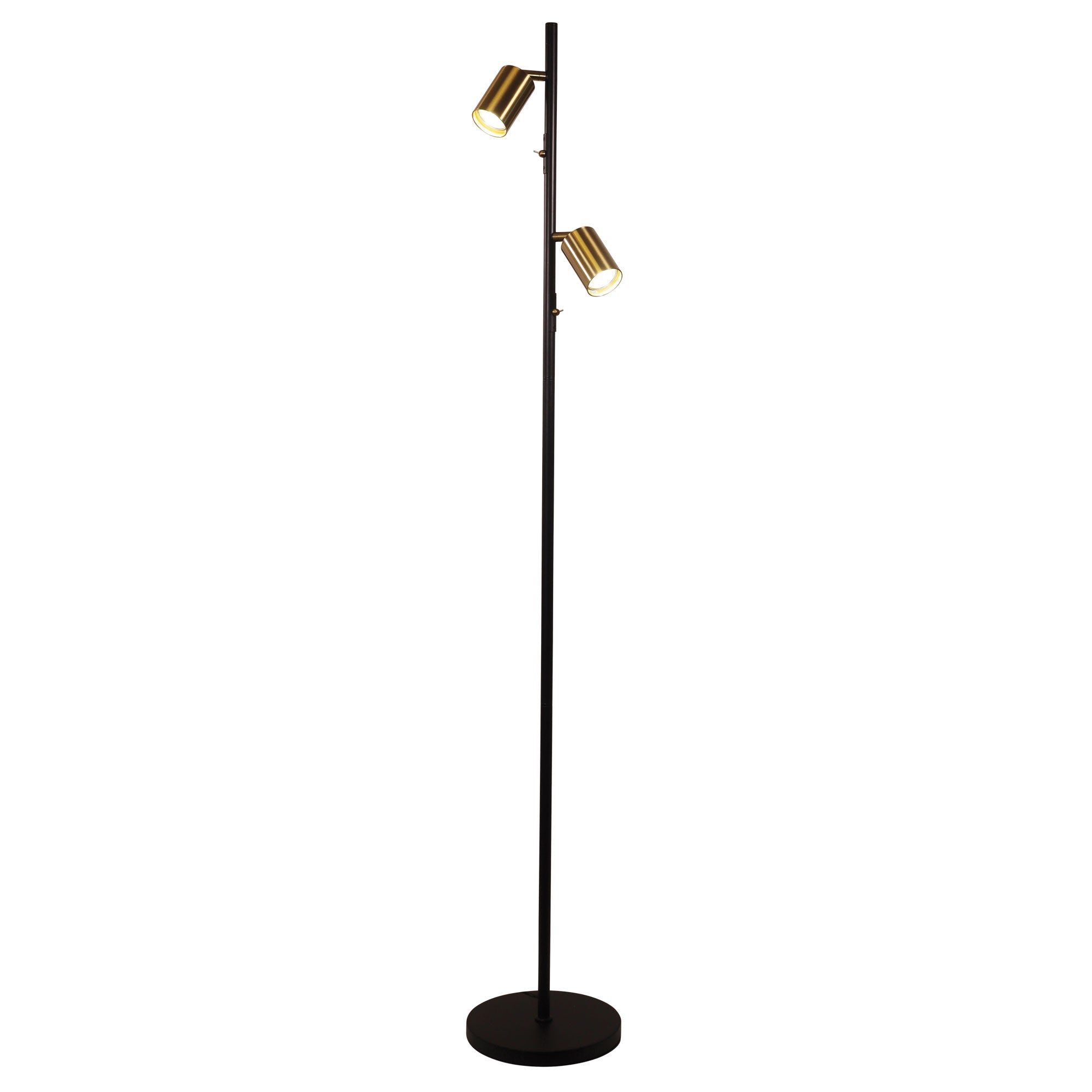 Stylux Lighting Ponte Twin Adjustable Floor Lamp Satin Brass