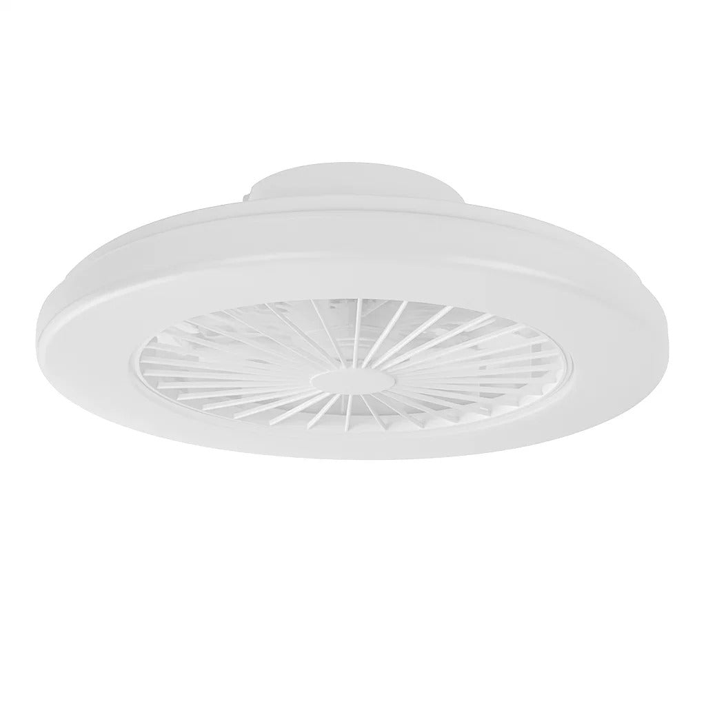 White Low-Profile Surface Mounted DC Ceiling Fan with LED Light