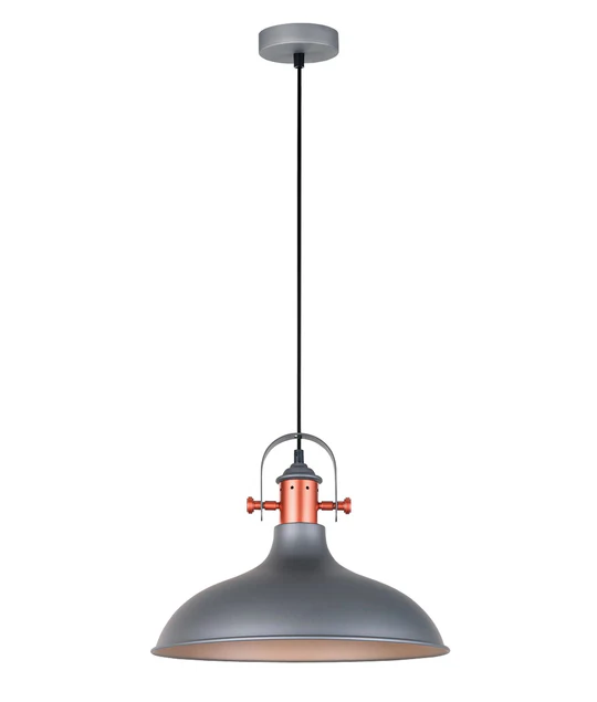 PENDANT ES 72W MATT GREY Dome with Copper Plating NARVIK3 Cla Lighting