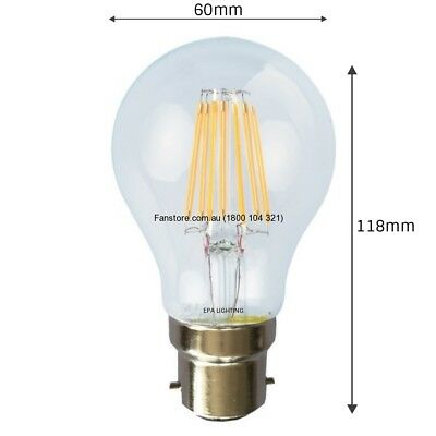 A60 B22 LED FILAMENT GLOBE 8W 2700K 32V DC (Non Dimmable)